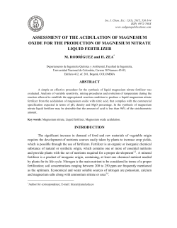ASSESSMENT OF THE ACIDULATION OF MAGNESIUM OXIDE