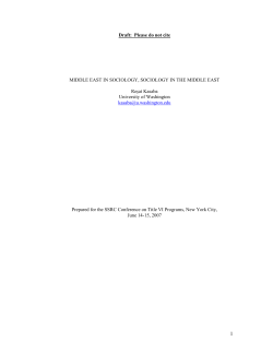 Draft: Please do not cite MIDDLE EAST IN SOCIOLOGY