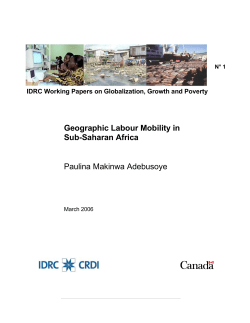 Geographic Labour Mobility in Sub-Saharan Africa Paulina Makinwa