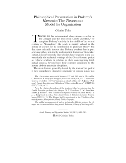 Philosophical Presentation in Ptolemy`s Harmonics