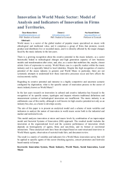 Innovation in World Music Sector: Model of Analysis and Indicators