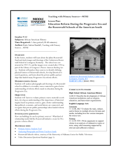 Education Reform During the Progressive Era and the Rosenwald