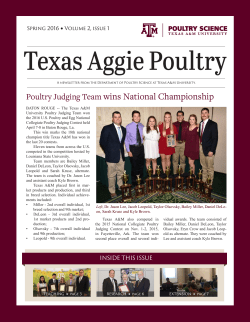 Spring 2016 Volume 2, issue 1 Texas Aggie Poultry