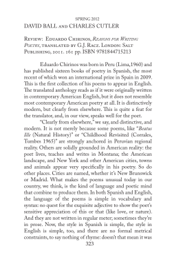 Review: Eduardo Chirinos, Reasons for Writing Poetry, translated by