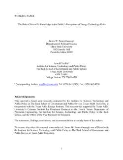 1 WORKING PAPER The Role of Scientific Knowledge in the