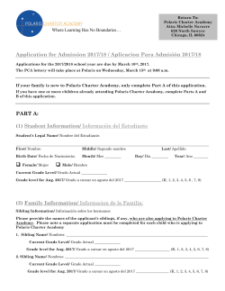 Application for Admission 2017/18 / Aplicacion Para Admisi&oacute;n 2017
