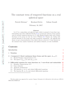 The constant term of tempered functions on a real spherical space