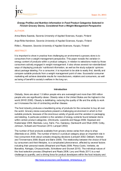 1 Energy Profiles and Nutrition Information in Food Product