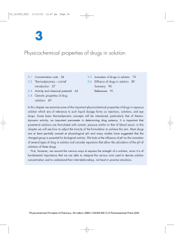 Physicochemical properties of drugs in solution