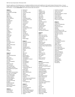 Mid-Term Exam Study Guide, Fall Semester 2015 Know the