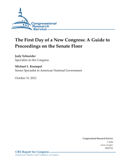 The First Day of a New Congress: A Guide to Proceedings on the