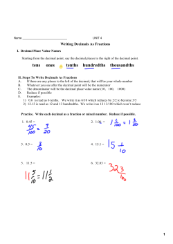 tens ones . tenths hundredths thousandths