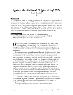 Against the National Origins Act of 1924