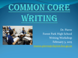 Dr. Pierre Forest Park High School Writing Workshop February 3