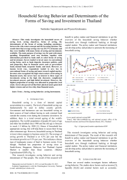 Household Saving Behavior and Determinants of the Forms
