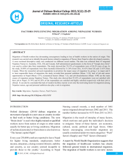 Factors Influencing Migration among Nepalese Nurses