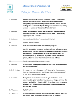 Stories from Parliament Votes for Women&ndash; Part Two