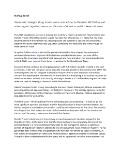 Democratic strategist Doug Sosnik was a close adviser