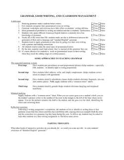 New Ideas: Grammar, Good Writing, and Classroom Management