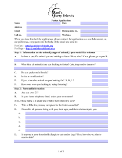 Foster Application 1 of 5 When you have finished the application