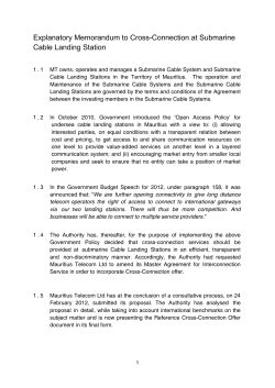 Explanatory Memorandum to Cross-Connection at Submarine Cable