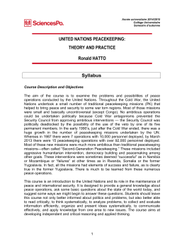UNITED NATIONS PEACEKEEPING: THEORY AND PRACTICE