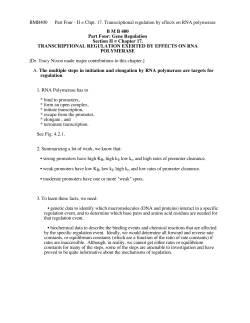 BMB400 Part Four - II = Chpt. 17. Transcriptional regulation by