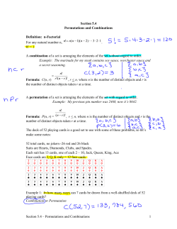 Section 5.4 – Permutations and Combinations 1 Section 5.4