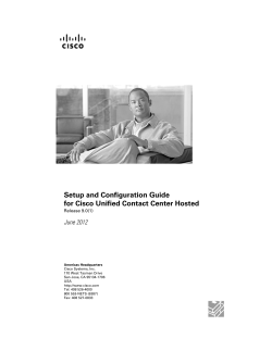 Setup and Configuration Guide for Cisco Unified Contact Center
