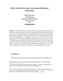 Ethnic Conflict in Sri Lanka: The Dilemma of Building a Unitary State