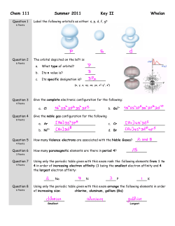 Chem 111 Summer 2011 Key II Whelan