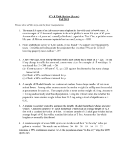 STAT 5368: Review (Basics) Fall 2011 1. The mean life span of an