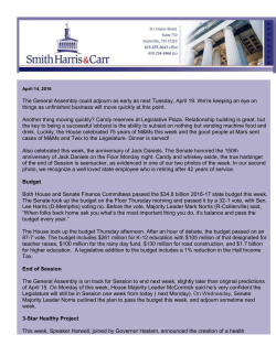 Legislative Updates from April 14, 2016