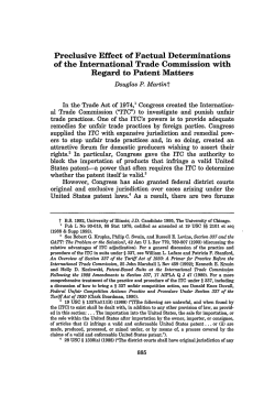 Preclusive Effect of Factual Determinations of the International Trade