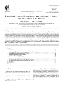 Hypothalamic neuropeptide mechanisms for regulating energy