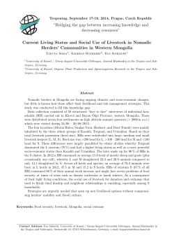 Current Living Status and Social Use of Livestock in Nomadic