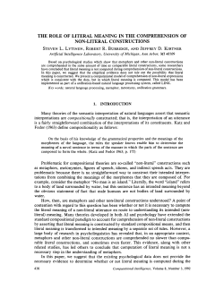 THE ROLE OF LITERAL MEANING IN THE COMPREHENSION OF