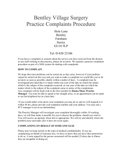 Bentley Village Surgery Practice Complaints Procedure