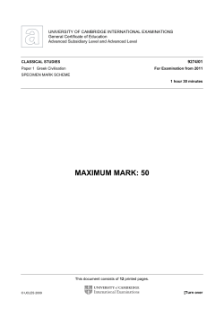 Specimen Mark Scheme for Paper 1 for 2011