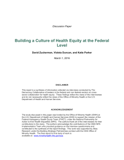 Building a Culture of Health Equity at the Federal Level