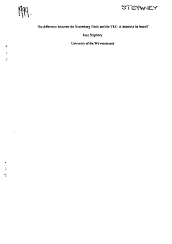 The difference between the Nuremberg Trials and the TRC: A lesson
