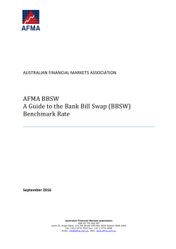 AFMA BBSW A Guide to the Bank Bill Swap (BBSW) Benchmark Rate