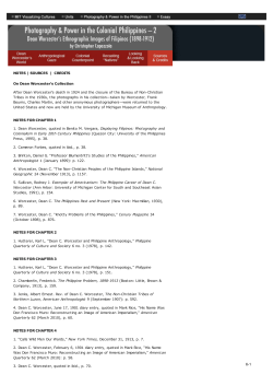 NOTES | SOURCES | CREDITS On Dean Worcester`s Collection