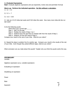 Page 1.1 Evaluate Expressions Goal &bull; Evaluate algebraic