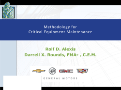 Methodology for Critical Equipment Maintenance