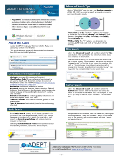 PsycINFO on OvidSP: Quick Reference Guide