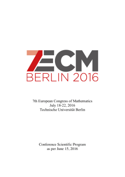 7th European Congress of Mathematics July 18-22, 2016