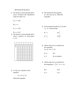 CBA Review #2 Questions 1) The value of y varies directly with x