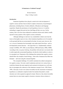 1 Is Innateness a Confused Concept? Richard Samuels King`s
