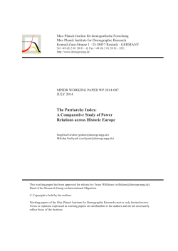 The Patriarchy Index - the Max Planck Institute for Demographic